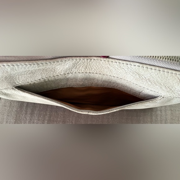 HOBO textured- or distressed-look small crossbody genuine leather bag gray EUC - Picture 7 of 11